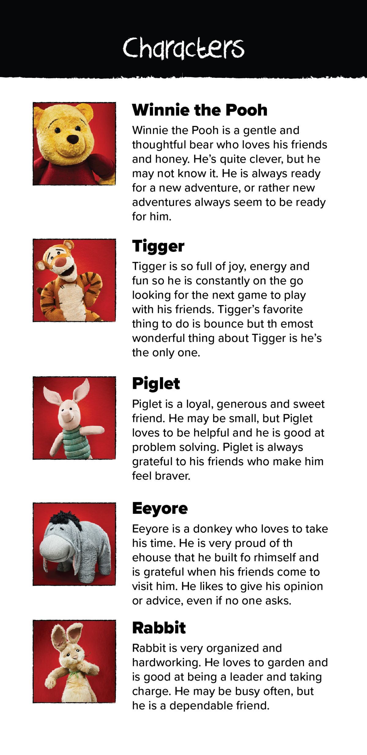 Winnie the Pooh SF Character Cards